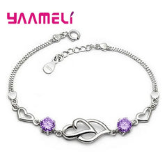 Valentines Gift for Women Girlfriend 100% 925 Sterling Silver Hearts Austria Crystal Bracelets