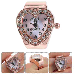 Women Finger Watch Heart Shape Finger Ring Watch Female Valentine's Day Gift
