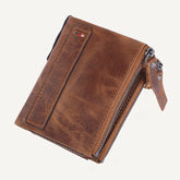 Man Genuine Leather Wallet Luxury Designer Men Purse Card Holder Short Wallets with Zipper Pocket Men’s Money Bag Gift