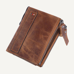 Man Genuine Leather Wallet Luxury Designer Men Purse Card Holder Short Wallets with Zipper Pocket Men’s Money Bag Gift