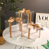5PCS Ins Transparent Packaging Cake Box Plastic Large Cake Box Packing Supplies Birthday Wedding Sweets Bakery Wrapping Box