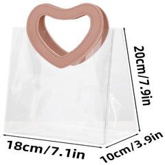 1pc Pink Gift Bag With Heart-shaped Handles,Bridal Party,Clear Gift Bag,Heart Shape,Anniversary,Valentine's,Handmade Gift Box