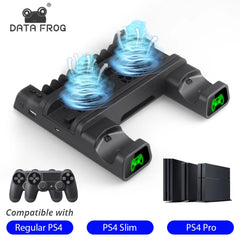 DATA FROG Vertical Cooling Fan Stand For PS4 PS4 Slim PS4 PRO Console Dual Controller LED Charger Station For Playstation 4