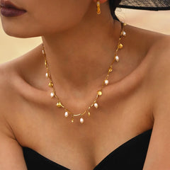 Necklace For Women Light Luxury Pearl Shell Design Clavicle Chain Beach