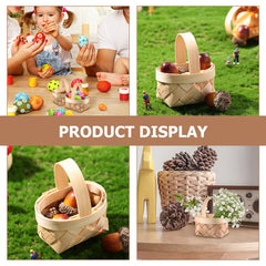 12 Pcs Wood Chip Basket Tote Mini Easter Flower Girl Fruit Baskets Woven Small Shopping