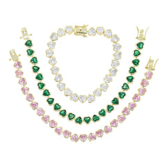 Valentine's Day Gift Fashion Jewelry For Women Gold Color High Quality Bezel Heart CZ Bracelet