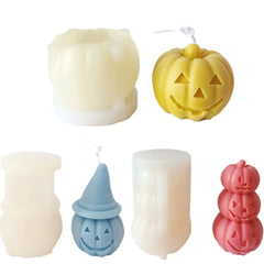 3 Layer Expression Pumpkin Candle Making Set Halloween Witch Hat Cushaw Resin Silicone Mold Squash Party Chocolate Plaster Decor