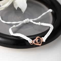 Custom Photo Projection Bracelet Heart Projection 925 Silver Memorial Photo Custom Jewelry Bracelet For Her Valentines Day Gift