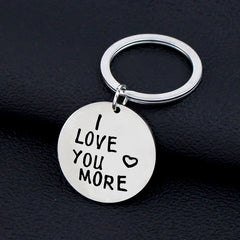Fashion Jewelry Valentine Gift Keychain Engraved 'I Love You More' Couple Keyring Anniversary Boyfriend Girlfriend Gift Chaveiro