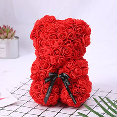 Artificial Flowers 25cm Rose Bear Girlfriend Anniversary Christmas Valentine's Day Gift Birthday Present For Wedding Party