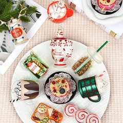 Christmas Decorative Creative Hand-Painted Glass Pendant Fun Cake/Drinks/Food Shaped Xmas Tree Hanging Ornaments New Year Gifts