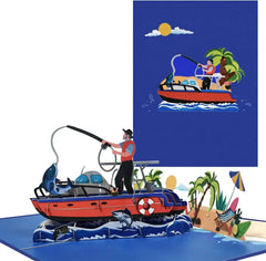 Fishing Pop Up Cards, Pop Up Fathers Day Cards, 3D Popup Birthday Greeting Card, Father's Anniversary Card