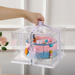 5PCS Ins Transparent Packaging Cake Box Plastic Large Cake Box Packing Supplies Birthday Wedding Sweets Bakery Wrapping Box
