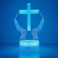 Jesus Cross Night Light Christian 3D Optical Illusion Lamp Dimmable Nightlights Birthday Easter Desk Table Lamp for Boys Girls