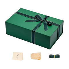 Green Gift Box - Clothing Decoration Gift Box with Magnetic Lid - Ribbon, Filler, Stick