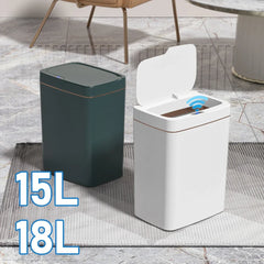 15/18L Smart Sensor Trash Can Waterproof Intelligent Touchless Trash Can Quiet Auto Motion Sensor Rubbish for Kitchen Bathroom