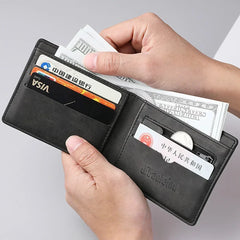 Men's Genuine wallet PU Leather Male Short Zipper Simple Soft Leather
