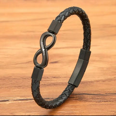 Father's Day Gift Customized Bracelet Personalized 2 Names Infinity Leather Bracelet For Boyfriend Husband Retro Jewelry Gifts