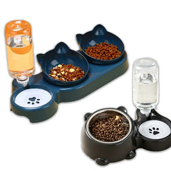 3 in 1 Anti-tip Cat Pet Feeder Automatic Water Dispenser Double and Single Bowl for Small Dogs Cats Pet Food Container Cat Food