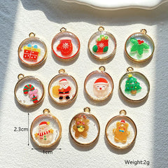 10Pcs Fashion Santa Claus Elk Tree Charms Alloy Pendent For Keychain Earrings Necklace DIY
