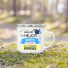 Best Father in The World Print Enamel Mug Creative Coffee Cups Drinks Water Cup Camping Mugs Birthday Father's Day Gift for Dad