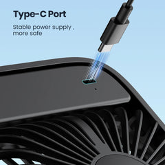 Warmco Mini USB Desk Fans Portable USB-C Desktop Cooling Fan 3-Speed Adjustable 180° Rotation Quiet Small Personal Fan for Home