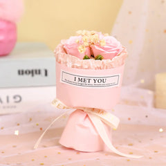 New Soap Rose Bouquet Valentine'S Day Birthday Gift for Girlfriend Gift 3 Heads Artificial Flowers Wedding Home Party Decoration