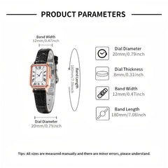 Women's Watch, Quartz Watch, Simple Fashion Casual Watch, Small Elegant Leather Strap, Square