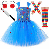Halloween Chucky Costume for Kids Child Play Horror Killer Ghost Doll Tutu Dress Set Toddler Girls Carnival Party Fancy Dresses