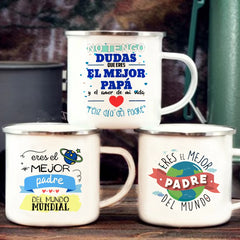 Best Father in The World Print Enamel Mug Creative Coffee Cups Drinks Water Cup Camping Mugs Birthday Father's Day Gift for Dad