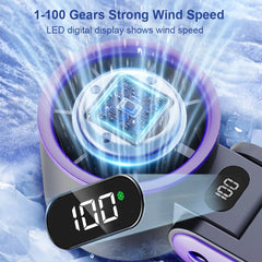 Electric Fan Foldable Portable Fan Handheld Air Cooling Turbo Fan 3600mAh Rechargeable Fan High Speed 100 Level Mini Cooling Fan