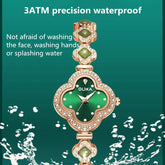 Fashionable ladies' watch, four-leaf clover malachite bracelet watch, water-resistant