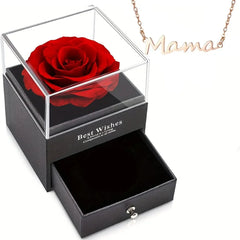 Gift for Girls Women Mother Eternal Rose Gift Box Heart Necklace Love You To The Moon and Back Jewelry Box for Wedding Christmas