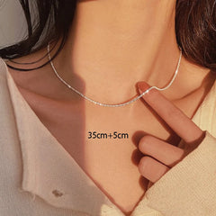 Silver Color Sparkling Necklace For Women Trendy Clavicle Chain Choker Girls