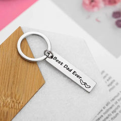 Father's Day Gift Best Dad Ever Keychain Stainless Steel Long Strip