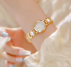 woman Luxury Watch Fashion Elegant Natural Pearl Seashell Dial Quartz