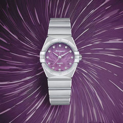Luxury Women's Quartz Movement Watch with 28MM Purple Dial Waterproof