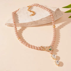 Snake Necklaces Drop Earrings Jewelry Set Luxury Rhinestone Imitation Pearl Beaded