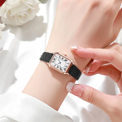 Women's Watch, Quartz Watch, Simple Fashion Casual Watch, Small Elegant Leather Strap, Square