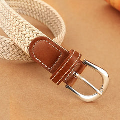 Women's elastic and elastic woven belt in one outfit, casual and versatile denim belt