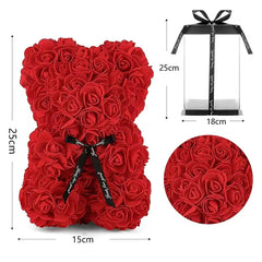 Simulated Flower Crafts Small Ornaments Teddy Bear Creative Rose Bear Mother's Day Christmas and Valentine's Day Gifts
