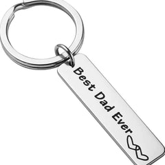 Father's Day Gift Best Dad Ever Keychain Stainless Steel Long Strip