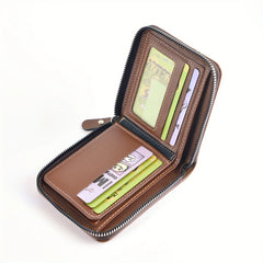 Men's Wallet Made of PU Wax Oil Skin Purse for Men Coin Purse