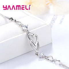 Valentines Gift for Women Girlfriend 100% 925 Sterling Silver Hearts Austria Crystal Bracelets
