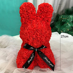 Rose Rabbit NEW Valentines Day Gifts 27cm Flower Rabbits Artificial Floral Decorations Mother' DAY Gift For Girlfriend Festival