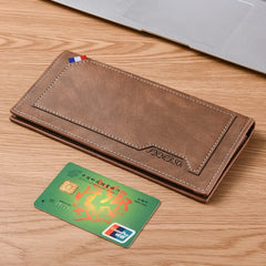 Soft Thin Male Wallet Anti-loss Casual Long Zip Wallet Classic Multiple Card Slots Bifold Wallet Man