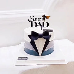 Father's Day Birthday Party Cake Topper DAD Bow Tie Gold Acrylic