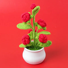 Handmade Birthday Gift Female Woven Rose Large Potted Desktop Decoration