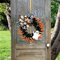 Halloween Decoration Supplies Front Door Ghost Wreath Pendant Ghost Cloth Bow Wreath