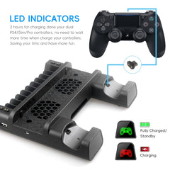 DATA FROG Vertical Cooling Fan Stand For PS4 PS4 Slim PS4 PRO Console Dual Controller LED Charger Station For Playstation 4